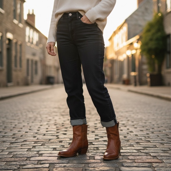 RARE Jane Trapunto Leather Short Cowboy Heel Boots - Picture 4 of 16